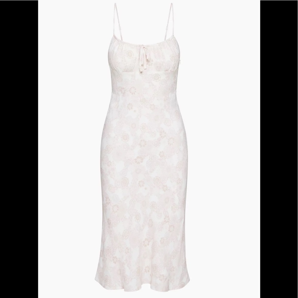 Aritzia Pale Blush Floral Midi Slip Dress